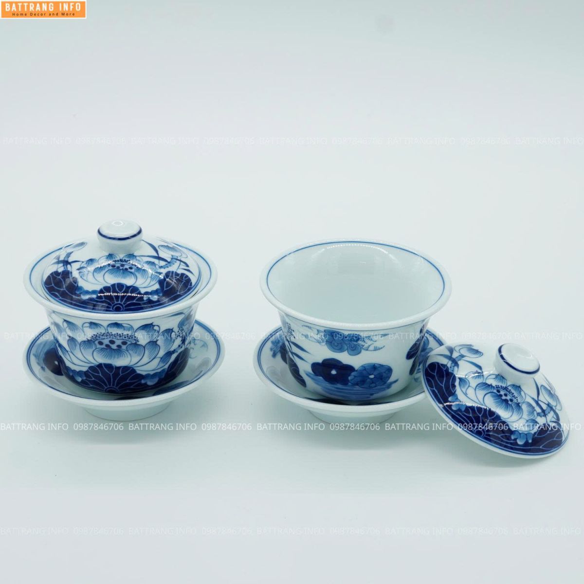 Bát sâm men rong " khử " vẽ sen cao cấp Bát Tràng