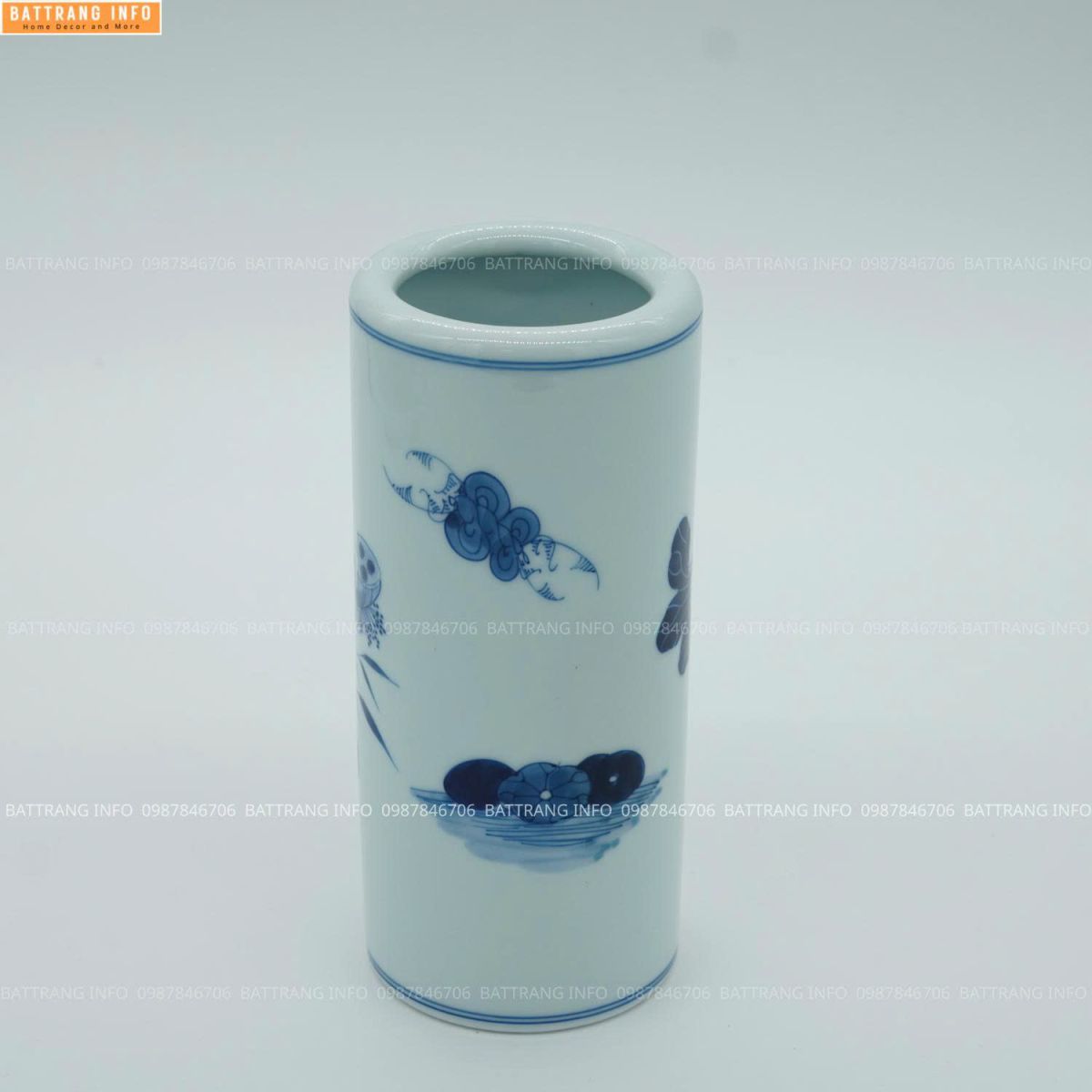 Ống đựng hương men rong khử vẽ sen cao cấp Bát Tràng - s3 2