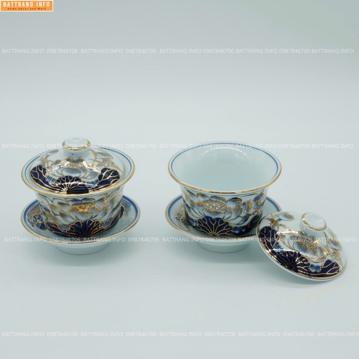 Ý Nghĩa Của Bát Sâm Men Lam Vẽ Vàng 24K Cao Cấp Bát Tràng Trên Bàn Thờ