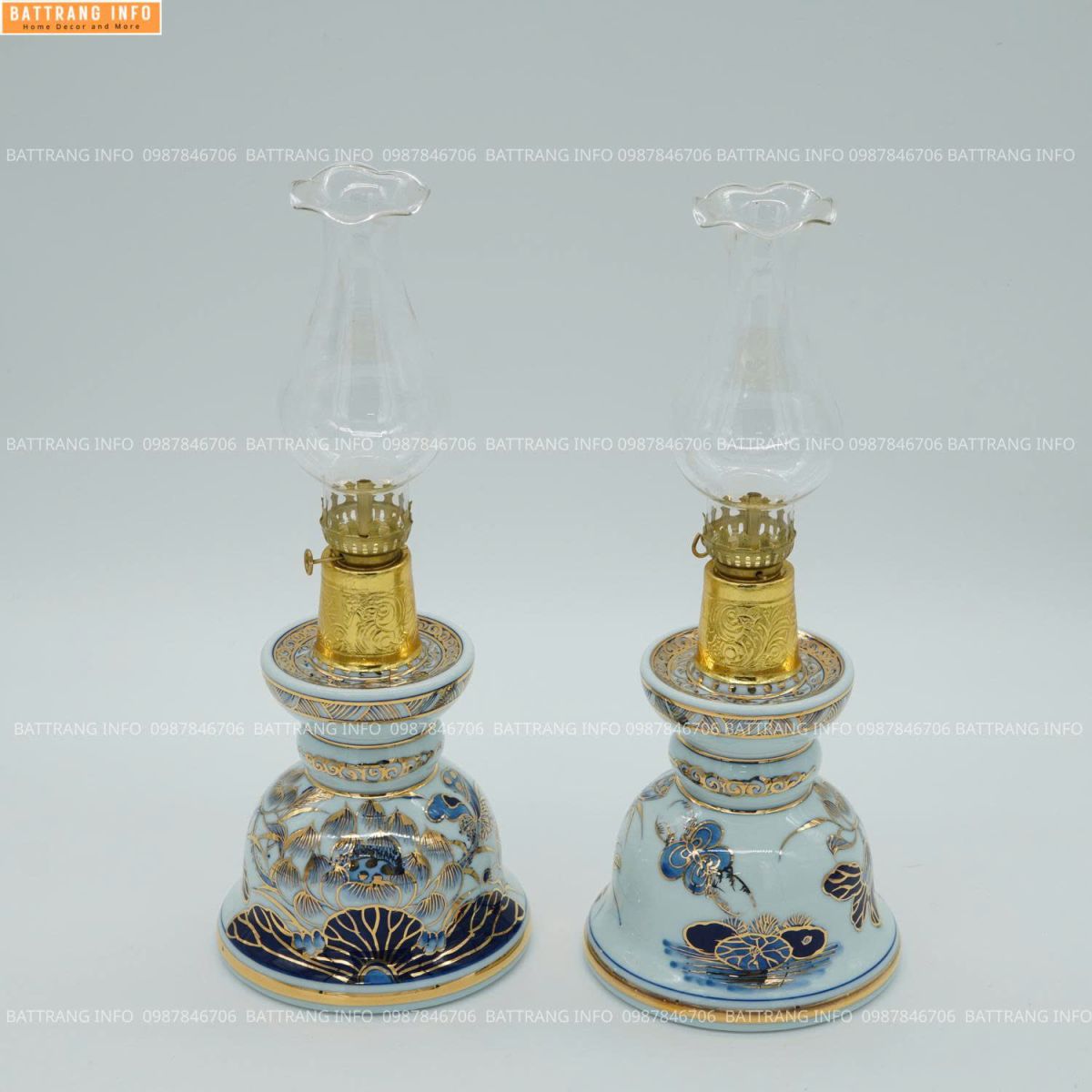 Ý Nghĩa Đèn Dầu Men Lam Vẽ Vàng 24K Cao Cấp Bát Tràng Trên Bàn Thờ