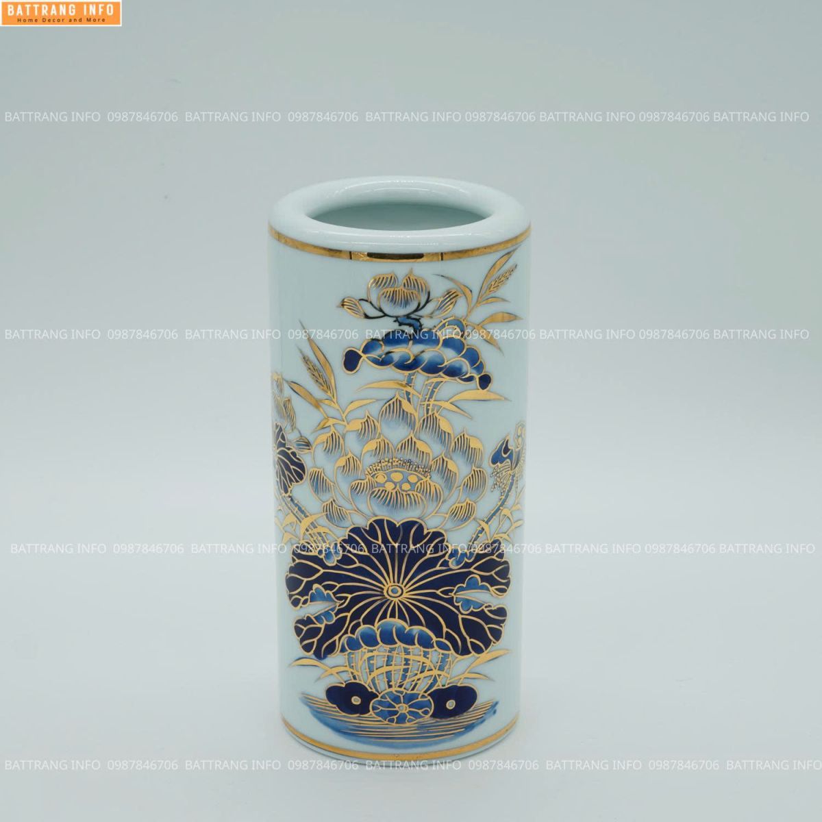 Ý Nghĩa Ống Hương Men Lam Vẽ Vàng 24K Cao Cấp Bát Tràng Trên Ban Thờ