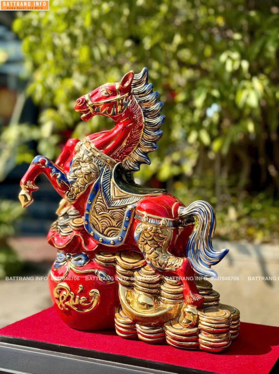 Linh Vật Năm 2026 Sứ Bát Tràng Vẽ Vàng 24k – H36