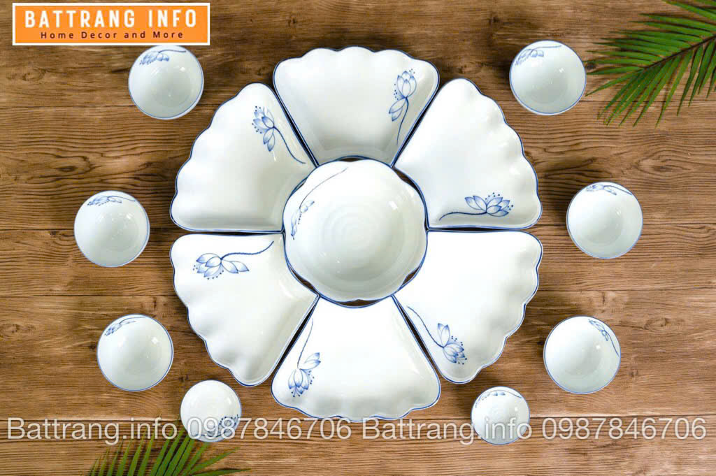 Sét Bát Đĩa Hoa Mặt Trời – Mâm Cơm Cúng Rằm Tháng Giêng Cao Cấp Bát Tràng