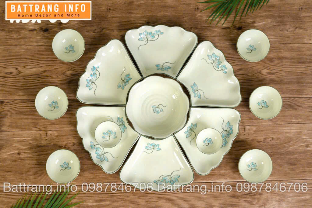 Sét Bát Đĩa Hoa Mặt Trời – Mâm Cơm Cúng Rằm Tháng Giêng Cao Cấp Bát Tràng