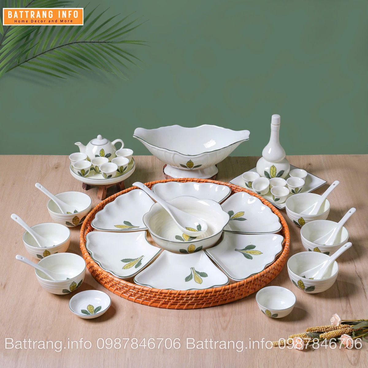 Sét Bát Đĩa Hoa Mặt Trời – Mâm Cơm Cúng Rằm Tháng Giêng Cao Cấp Bát Tràng