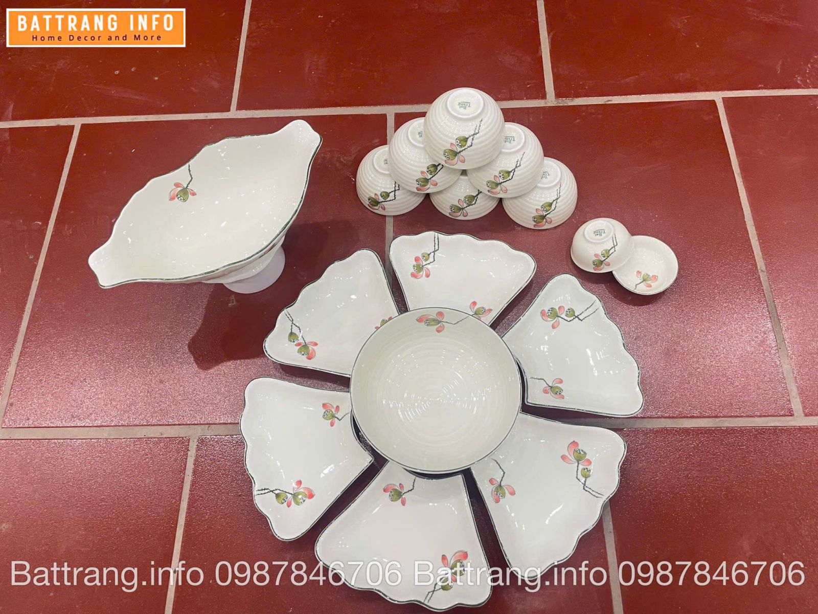 Sét Bát Đĩa Hoa Mặt Trời – Mâm Cơm Cúng Rằm Tháng Giêng Cao Cấp Bát Tràng