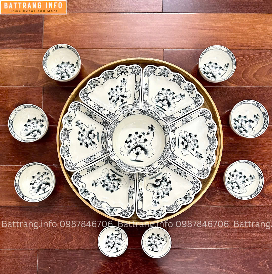 Sét Bát Đĩa Hoa Mặt Trời – Mâm Cơm Cúng Rằm Tháng Giêng Cao Cấp Bát Tràng