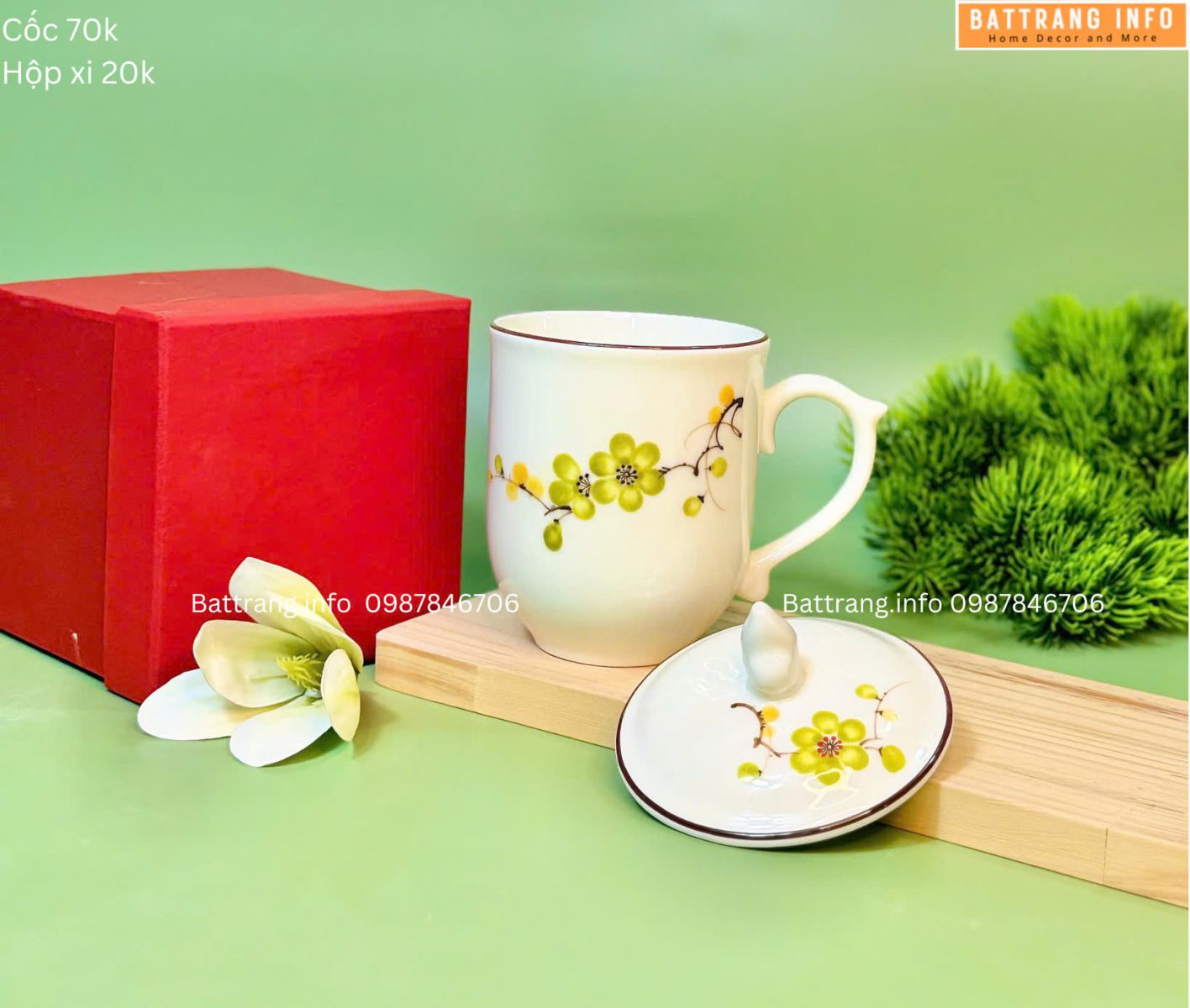 Cốc Nắp Vẽ Hoa Cao Cấp Bát Tràng 2