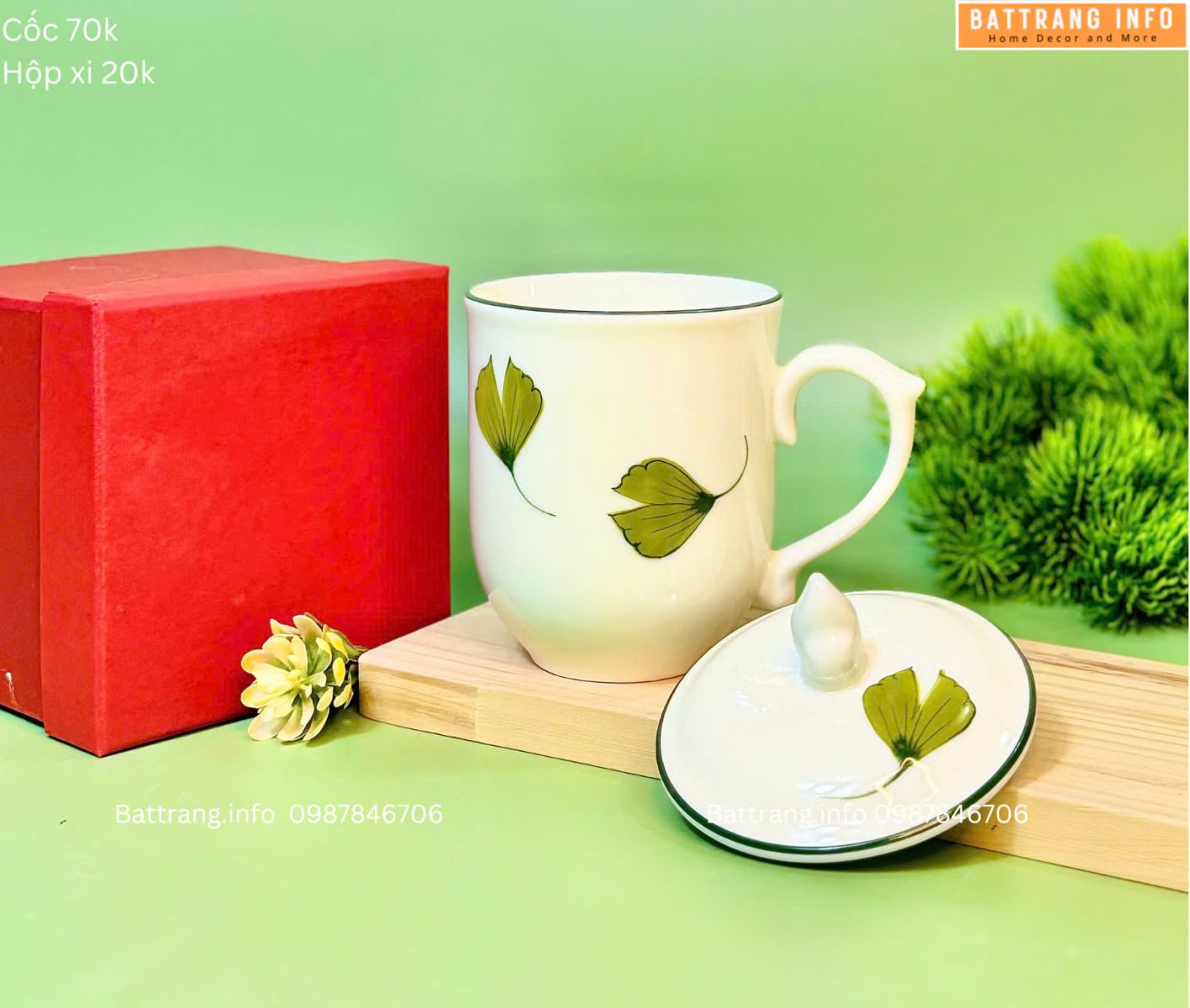 Cốc Nắp Vẽ Hoa Cao Cấp Bát Tràng 2
