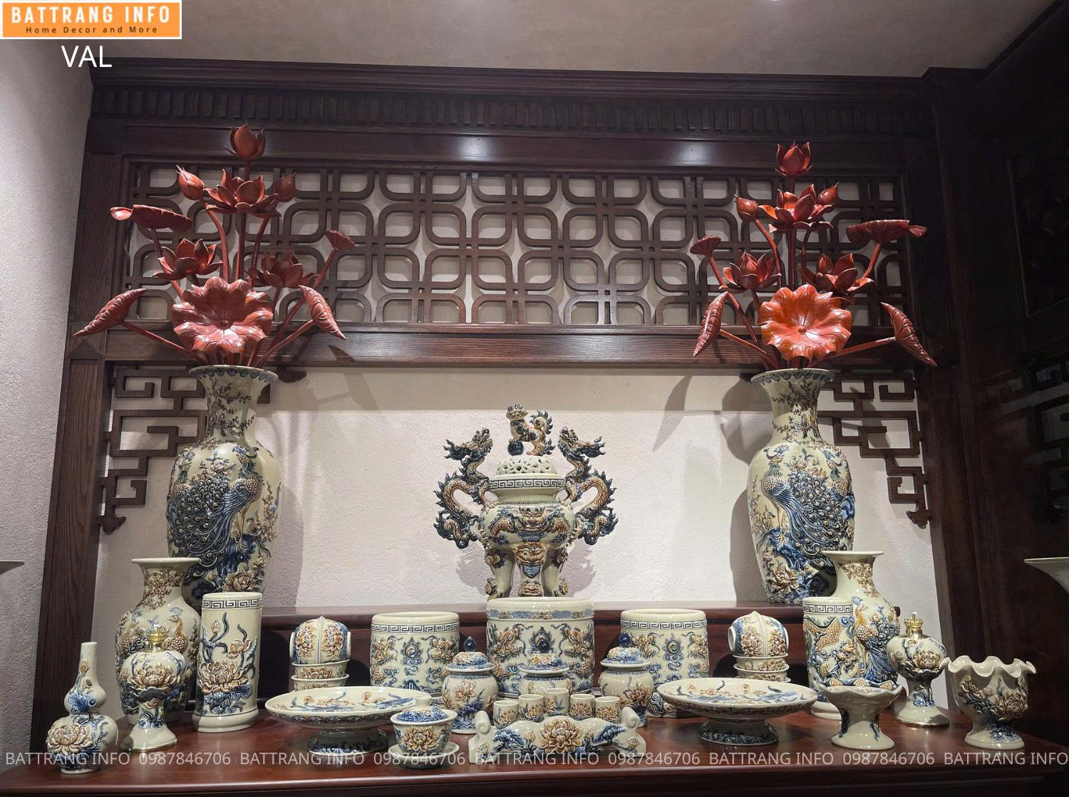 Bộ Đồ Thờ Men Hoàng Thổ Cao Cấp Bát Tràng