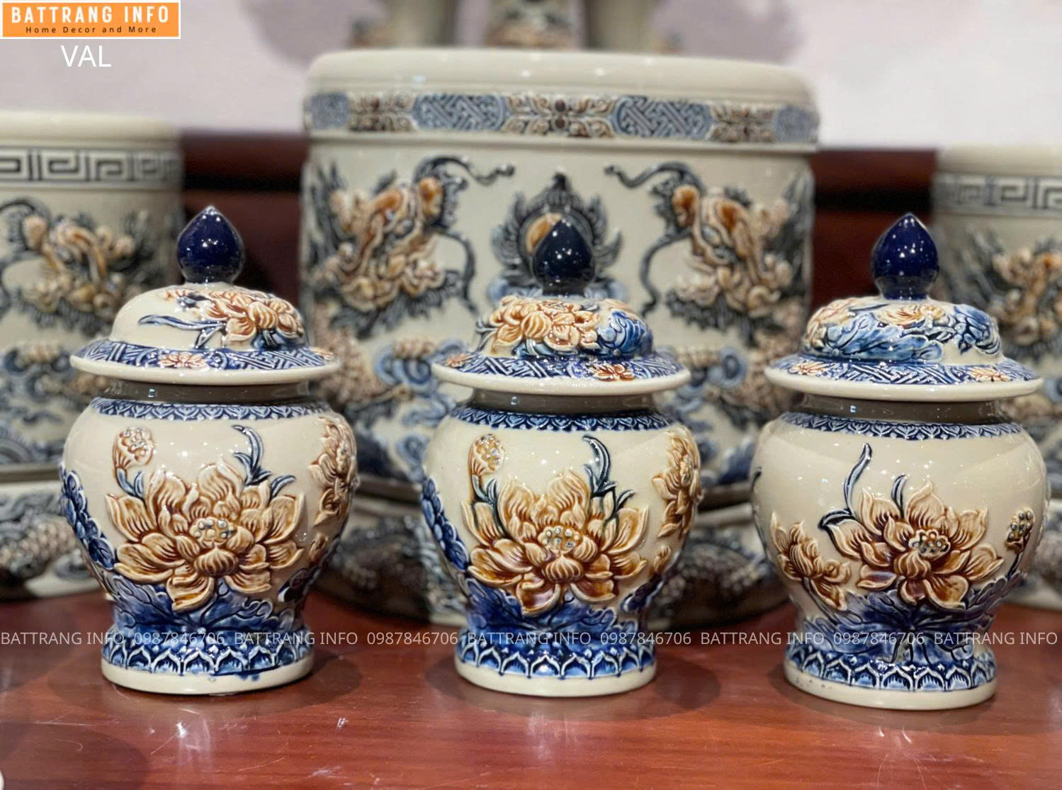 Bộ Đồ Thờ Men Hoàng Thổ Cao Cấp Bát Tràng