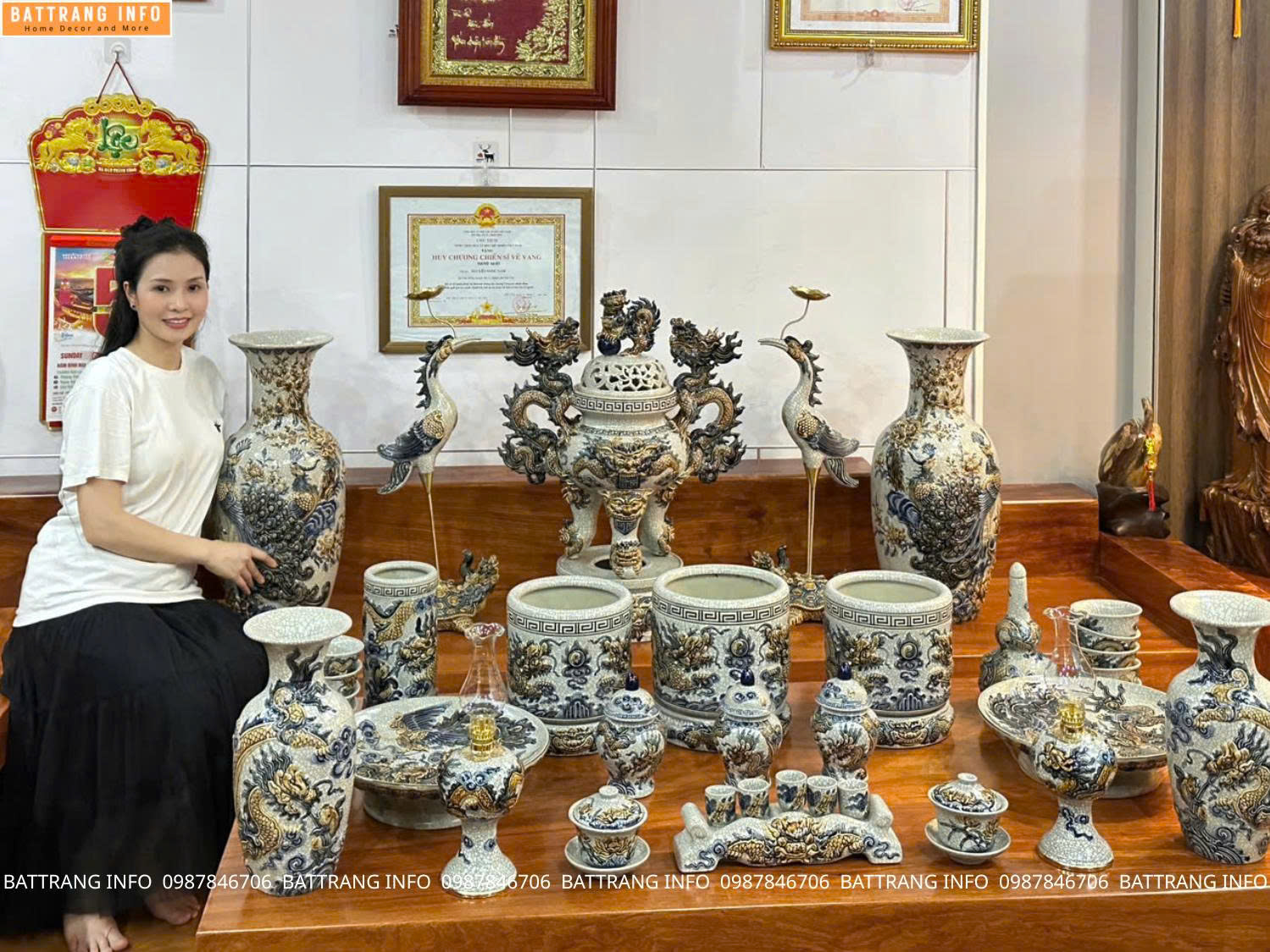Giao Bộ Đồ Thờ Men Rạn Kỹ Cao Cấp Bát Tràng Cho Khách Tại Sơn Tây – Hà Nội