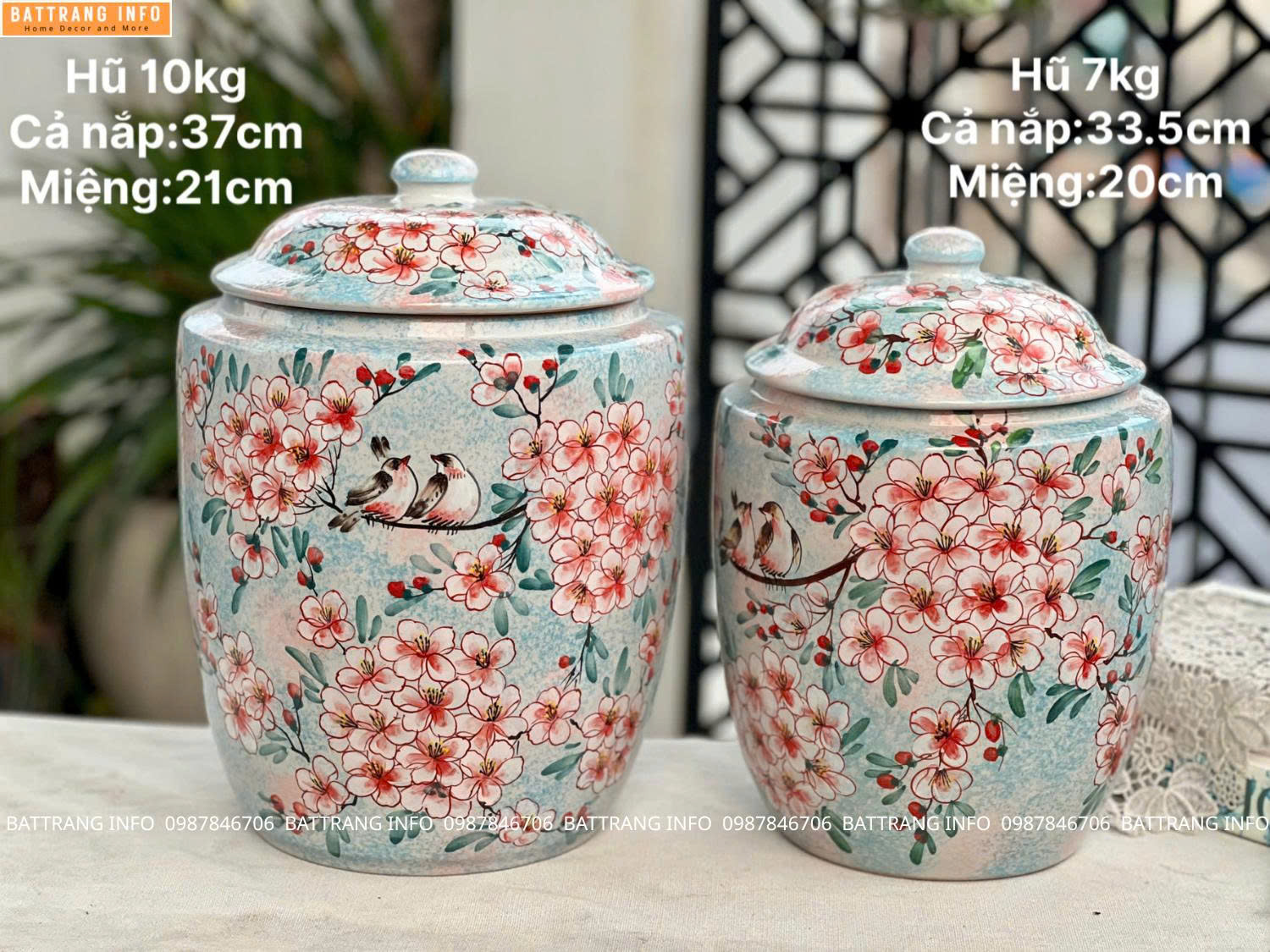 Hũ gạo Bát Tràng cao cấp – 10kg