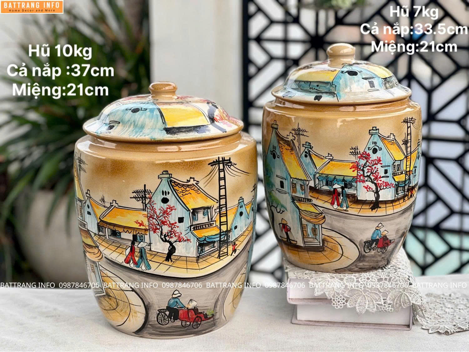 Hũ gạo Bát Tràng cao cấp – 10kg