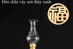 Đèn Chân Váy Sơn Thủy Xanh - Đèn Dầu Bát Tràng