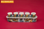 KỶ 5 CHÉN MEN RẠN ĐẮP NỔI RỒNG CAO CẤP BÁT TRÀNG